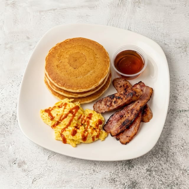 Pancake Buttermilk with Two Eggs & Meat.