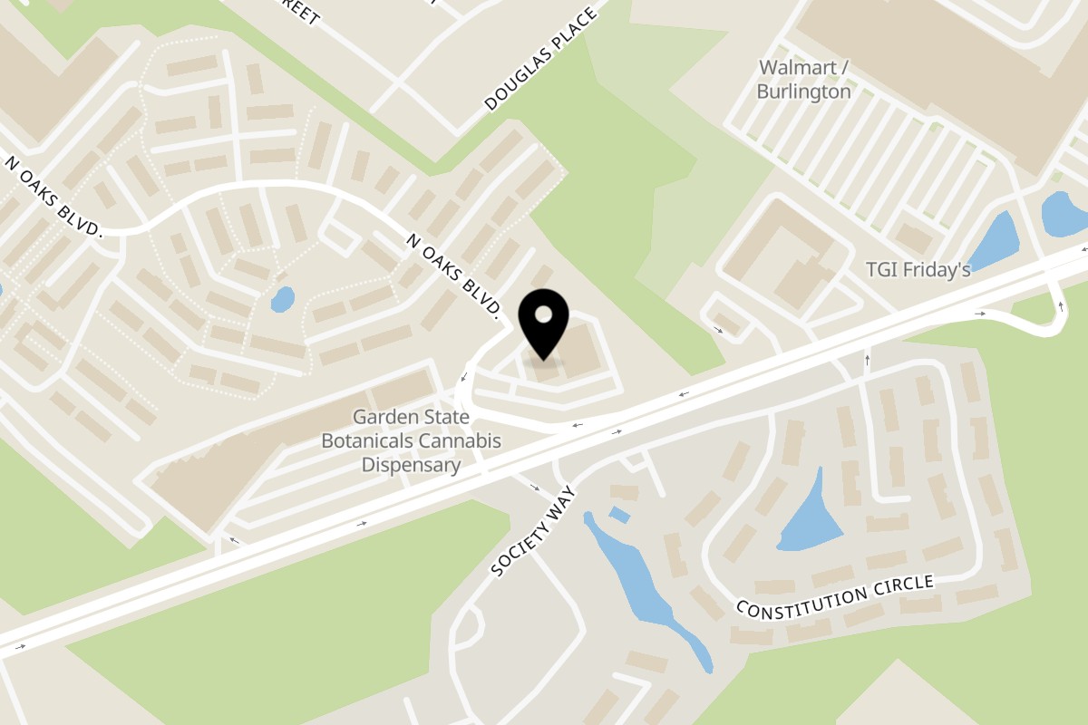 Map showing the location of Omega Diner & Cafe on 1337 US-1 in North Brunswick Township